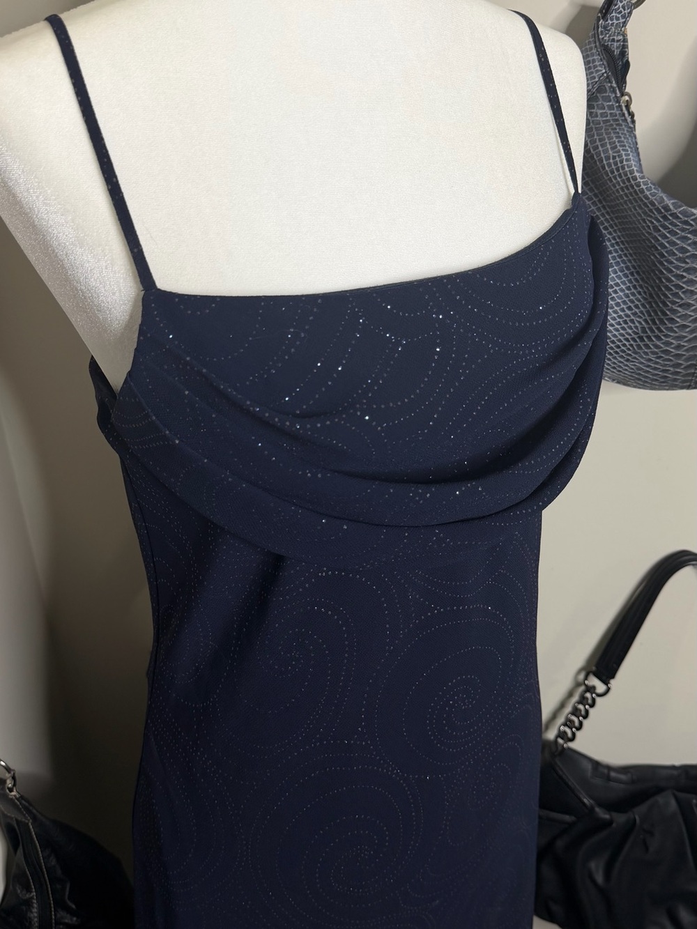 Karina Nites 90s 00s Navy Sparkle Swirl Gown - Size 8
